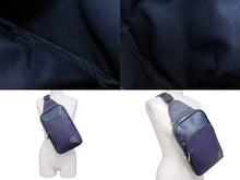 画像をギャラリービューアに読み込む, LOUIS VUITTON ルイヴィトン ダミエアンフィニ アヴェニュー スリングバッグ ボディバッグ N40439 ネイビー シルバー金具 美品 中古 4b005051