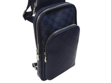 画像をギャラリービューアに読み込む, LOUIS VUITTON ルイヴィトン ダミエアンフィニ アヴェニュー スリングバッグ ボディバッグ N40439 ネイビー シルバー金具 美品 中古 4b005051