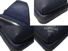 画像をギャラリービューアに読み込む, LOUIS VUITTON ルイヴィトン ダミエアンフィニ アヴェニュー スリングバッグ ボディバッグ N40439 ネイビー シルバー金具 美品 中古 4b005051