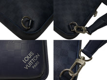 画像をギャラリービューアに読み込む, LOUIS VUITTON ルイヴィトン ダミエアンフィニ アヴェニュー スリングバッグ ボディバッグ N40439 ネイビー シルバー金具 美品 中古 4b005051
