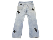 Load image into Gallery viewer, CHROME HEARTS クロムハーツ クロスパッチ デニム パンツ リーバイス LEVI`S 517 オーダー サイズ34 ブルー 美品 中古 4b005057