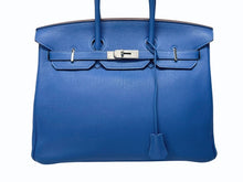 画像をギャラリービューアに読み込む, 極美品 HERMES エルメス BIRKIN バーキン35 ミコノス シルバー金具 トリヨンクレマンス ハンドバッグ □O刻印 中古 4b005067