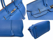 画像をギャラリービューアに読み込む, 極美品 HERMES エルメス BIRKIN バーキン35 ミコノス シルバー金具 トリヨンクレマンス ハンドバッグ □O刻印 中古 4b005067