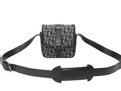 Christian Dior クリスチャンディオール ショルダーバッグ 04RU 0053 トロッター キャンバス レザー ブラック ガリアーノ期 美品 中古 4b005070