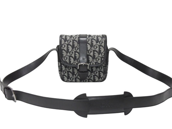 Christian Dior クリスチャンディオール ショルダーバッグ 04RU 0053 トロッター キャンバス レザー ブラック ガリアーノ期 美品 中古 4b005070