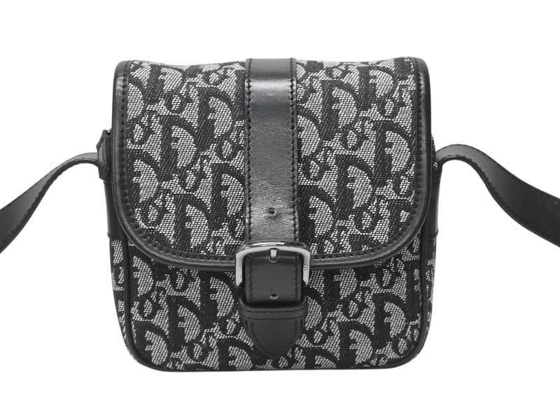 Christian Dior クリスチャンディオール ショルダーバッグ 04RU 0053 トロッター キャンバス レザー ブラック ガリアーノ期 美品 中古 4b005070