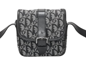 Christian Dior クリスチャンディオール ショルダーバッグ 04RU 0053 トロッター キャンバス レザー ブラック ガリアーノ期 美品 中古 4b005070