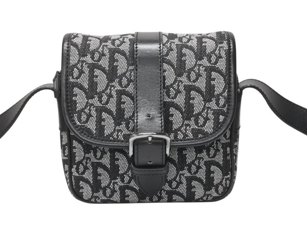Christian Dior クリスチャンディオール ショルダーバッグ 04RU 0053 トロッター キャンバス レザー ブラック ガリアーノ期 美品 中古 4b005070