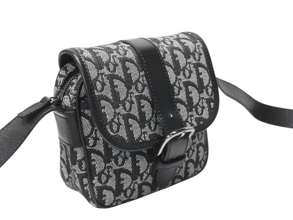 Christian Dior クリスチャンディオール ショルダーバッグ 04RU 0053 トロッター キャンバス レザー ブラック ガリアーノ期 美品 中古 4b005070