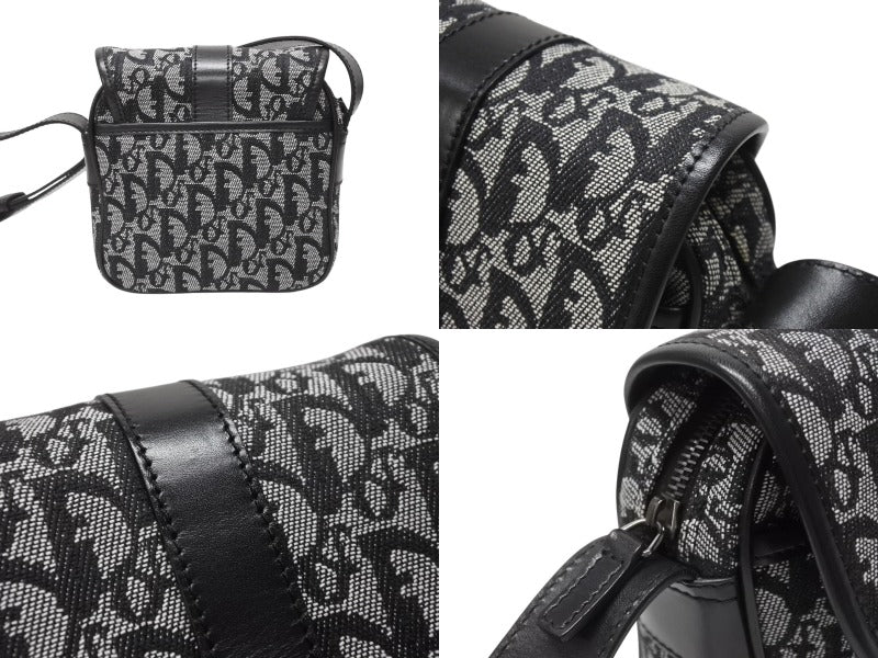 Christian Dior クリスチャンディオール ショルダーバッグ 04RU 0053 トロッター キャンバス レザー ブラック ガリアーノ期 美品 中古 4b005070