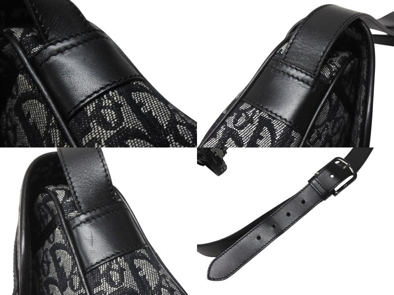 Christian Dior Shoulder Bag 04RU 0053 Trotter Canvas Leather Black Galliano Period Good Condition Used 4b005070