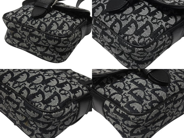 Christian Dior クリスチャンディオール ショルダーバッグ 04RU 0053 トロッター キャンバス レザー ブラック ガリアーノ期 美品 中古 4b005070