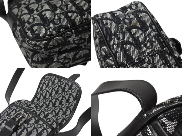 Christian Dior クリスチャンディオール ショルダーバッグ 04RU 0053 トロッター キャンバス レザー ブラック ガリアーノ期 美品 中古 4b005070