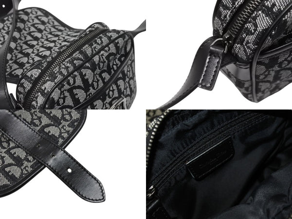 Christian Dior クリスチャンディオール ショルダーバッグ 04RU 0053 トロッター キャンバス レザー ブラック ガリアーノ期 美品 中古 4b005070