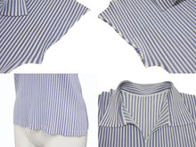 Load image into Gallery viewer, PLEATS PLEASE プリーツプリーズ イッセイミヤケ プリーツ ストライプ ブラウス PP51FK314 ブルー ホワイト サイズ3 美品 中古 4b005078