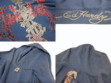 画像をギャラリービューアに読み込む, Ed Hardy エドハーディ グラフィックプリント ジップアップパーカー ネイビー ポリエステル サイズXL 美品 中古 4b005080
