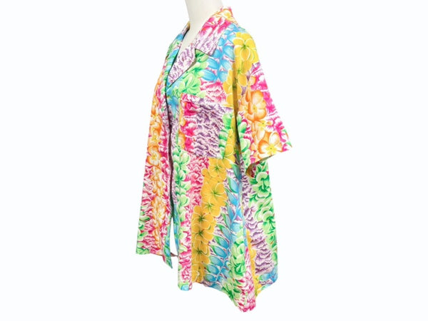 極美品 ISSEY MIYAKE イッセイミヤケ アロハシャツ オープンカラーシャツ RG12048 サイズ9 マルチカラー ココナッツボタン 花柄 中古 4b005082