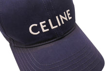 画像をギャラリービューアに読み込む, CELINE セリーヌ ベースボールキャップ ハット 帽子 2AUA1242N サイズM ネイビー ホワイト ロゴ刺繍 良品 中古 4b005090