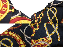 画像をギャラリービューアに読み込む, CELINE セリーヌ 長袖シャツ ヴィンテージ ゴールドチェーンプリント 総柄 シルク ブラック サイズ36 美品 中古 4b005091