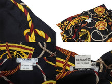 画像をギャラリービューアに読み込む, CELINE セリーヌ 長袖シャツ ヴィンテージ ゴールドチェーンプリント 総柄 シルク ブラック サイズ36 美品 中古 4b005091