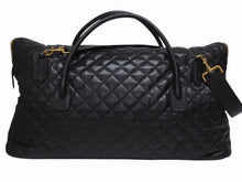 画像をギャラリービューアに読み込む, 新品同様 SAINT LAURENT サンローラン YSLロゴ ジャイアントトラベルバッグ キルティング レザー ブラック ゴールド金具 中古 4b005111