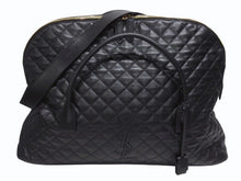 画像をギャラリービューアに読み込む, 新品同様 SAINT LAURENT サンローラン YSLロゴ ジャイアントトラベルバッグ キルティング レザー ブラック ゴールド金具 中古 4b005111