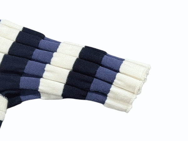 LOUIS VUITTON ルイヴィトン ボーダー リブニット半袖トップス ブルー ホワイト サイズM 美品 中古 4b005116