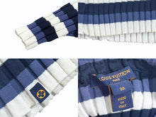 Load image into Gallery viewer, LOUIS VUITTON ルイヴィトン ボーダー リブニット半袖トップス ブルー ホワイト サイズM 美品 中古 4b005116