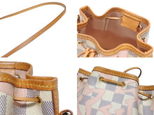 画像をギャラリービューアに読み込む, LOUIS VUITTON ルイヴィトン ナノノエ ミニショルダーバッグ N60052 ダミエアズールキャンバス レザー ベージュ 美品 中古 4b005127