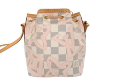 画像をギャラリービューアに読み込む, LOUIS VUITTON ルイヴィトン ナノノエ ミニショルダーバッグ N60052 ダミエアズールキャンバス レザー ベージュ 美品 中古 4b005127