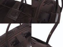 Load image into Gallery viewer, YVES SAINT LAURENT イヴサンローラン オールド ハンドバッグ 総ロゴ柄 ナイロン ブラック ブラウン シルバー金具 美品 中古 4b005132