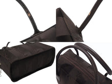 Load image into Gallery viewer, YVES SAINT LAURENT イヴサンローラン オールド ハンドバッグ 総ロゴ柄 ナイロン ブラック ブラウン シルバー金具 美品 中古 4b005132