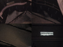 Load image into Gallery viewer, YVES SAINT LAURENT イヴサンローラン オールド ハンドバッグ 総ロゴ柄 ナイロン ブラック ブラウン シルバー金具 美品 中古 4b005132