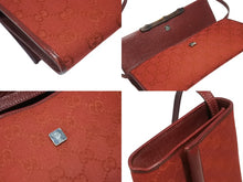画像をギャラリービューアに読み込む, GUCCI グッチ ミニショルダーバッグ ハンドバッグ 2way バンブー 117594 GGキャンバス ワインレッド 美品 中古 4b005134