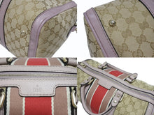 画像をギャラリービューアに読み込む, GUCCI グッチ ショルダーバッグ ハンドバッグ 2way 247205 GGキャンバス レザー ベージュ ライトパープル 美品 中古 4b005159