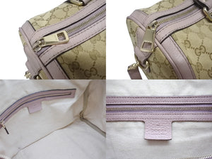 GUCCI グッチ ショルダーバッグ ハンドバッグ 2way 247205 GGキャンバス レザー ベージュ ライトパープル 美品 中古 4b005159