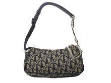 画像をギャラリービューアに読み込む, Christian Dior クリスチャンディオール トロッター ワンショルダーバッグ キャンバス レザー ネイビー 美品 中古 4b005164