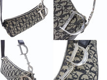 画像をギャラリービューアに読み込む, Christian Dior クリスチャンディオール トロッター ワンショルダーバッグ キャンバス レザー ネイビー 美品 中古 4b005164