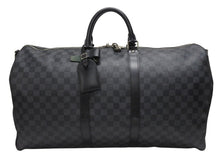 画像をギャラリービューアに読み込む, LOUISVUITTON ルイヴィトン キーポルバンドリエール55 ボストンバッグ N41413 ダミエグラフィット キャンバス ブラック 美品 中古 4b005166