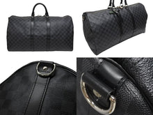 画像をギャラリービューアに読み込む, LOUISVUITTON ルイヴィトン キーポルバンドリエール55 ボストンバッグ N41413 ダミエグラフィット キャンバス ブラック 美品 中古 4b005166