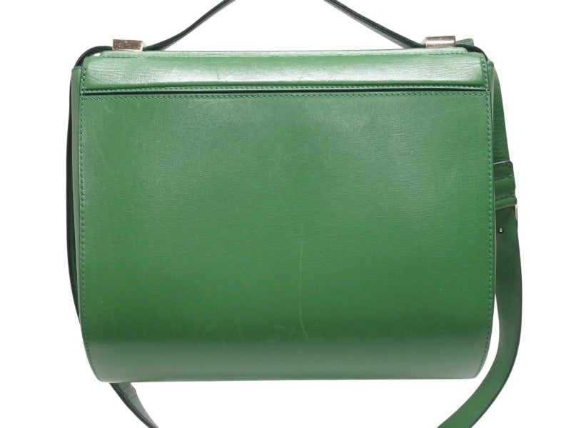 GIVENCHY Pandora Box Shoulder Bag Handbag Green Leather Gold Hardware Good Used 4b005169