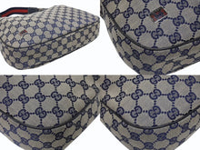 画像をギャラリービューアに読み込む, GUCCI グッチ ショルダーバッグ ワンショルダーバッグ 145757 002058 GGキャンバス レザー ベージュ ネイビー レッド 美品 中古 4b005171