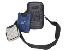 画像をギャラリービューアに読み込む, LOUIS VUITTON ルイヴィトン ダミエグラフィット 3D モジュラブルポーチ ショルダーバッグ N60447 ブラック グレー ブルー シルバー金具 美品 中古 4b005172