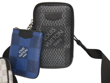画像をギャラリービューアに読み込む, LOUIS VUITTON ルイヴィトン ダミエグラフィット 3D モジュラブルポーチ ショルダーバッグ N60447 ブラック グレー ブルー シルバー金具 美品 中古 4b005172