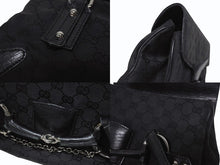 画像をギャラリービューアに読み込む, GUCCI グッチ ハンドバッグ トートバッグ ヴィンテージ 120982 002058 GGキャンバス レザー ブラック シルバー金具 良品 中古 4b005174