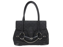 画像をギャラリービューアに読み込む, GUCCI グッチ ハンドバッグ トートバッグ ヴィンテージ 120982 002058 GGキャンバス レザー ブラック シルバー金具 良品 中古 4b005174