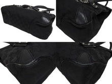 画像をギャラリービューアに読み込む, GUCCI グッチ ハンドバッグ トートバッグ ヴィンテージ 120982 002058 GGキャンバス レザー ブラック シルバー金具 良品 中古 4b005174