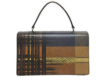 画像をギャラリービューアに読み込む, PRADA プラダ ハンドバッグ 1BA016 トップハンドル レザー ブラック ブラウン チェック柄 シルバー金具 美品 中古 4b005176