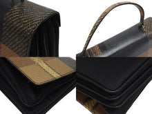 画像をギャラリービューアに読み込む, PRADA プラダ ハンドバッグ 1BA016 トップハンドル レザー ブラック ブラウン チェック柄 シルバー金具 美品 中古 4b005176