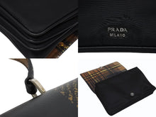 画像をギャラリービューアに読み込む, PRADA プラダ ハンドバッグ 1BA016 トップハンドル レザー ブラック ブラウン チェック柄 シルバー金具 美品 中古 4b005176